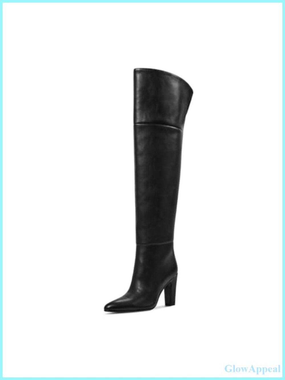 Faux Leather Wide Calf Over the Knee Boots Chunky Block Heel Tall